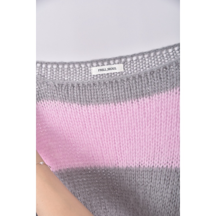 (F) frill seoul質感跳色粉色長袖上衣二手衣, , large