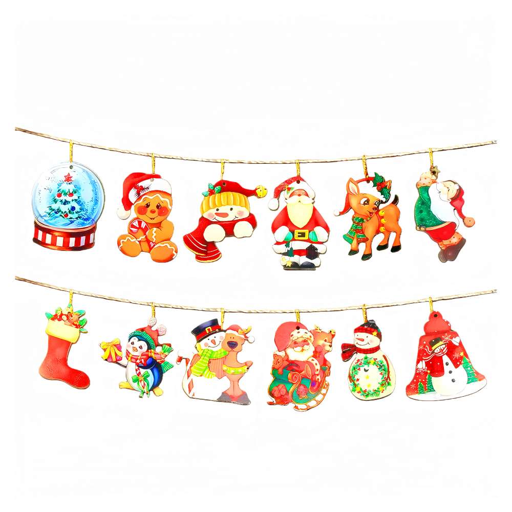 摩達客-童話故事聖誕木質彩繪吊飾-12款圖案36件組-交換禮物耶誕派對佈置, , large