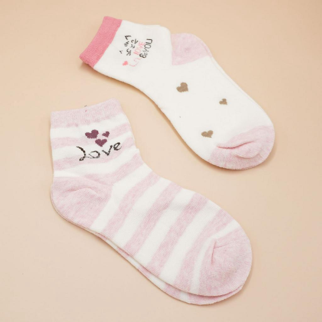 [Kaimei Cotton Industry] 10 pairs set, random and excellent, MIT made in Taiwan, pure cotton comfortable style big children's socks, pink love style, 18-22cm, , large