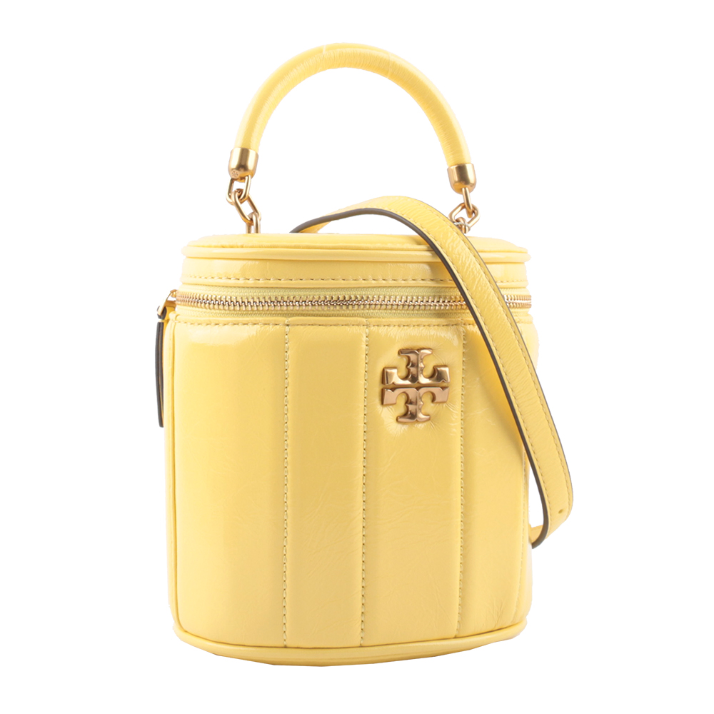 Tory Burch Kira 直條縫線皮革手提/斜背二用化妝箱/復古黃, , large