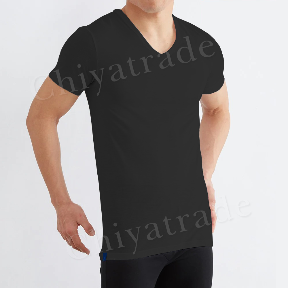 【日本郡是Gunze】日本製 COOLMAGIC 男士機能涼感 V領 短袖內衣 T-shirt-白色/黑色(M/L/LL), , large