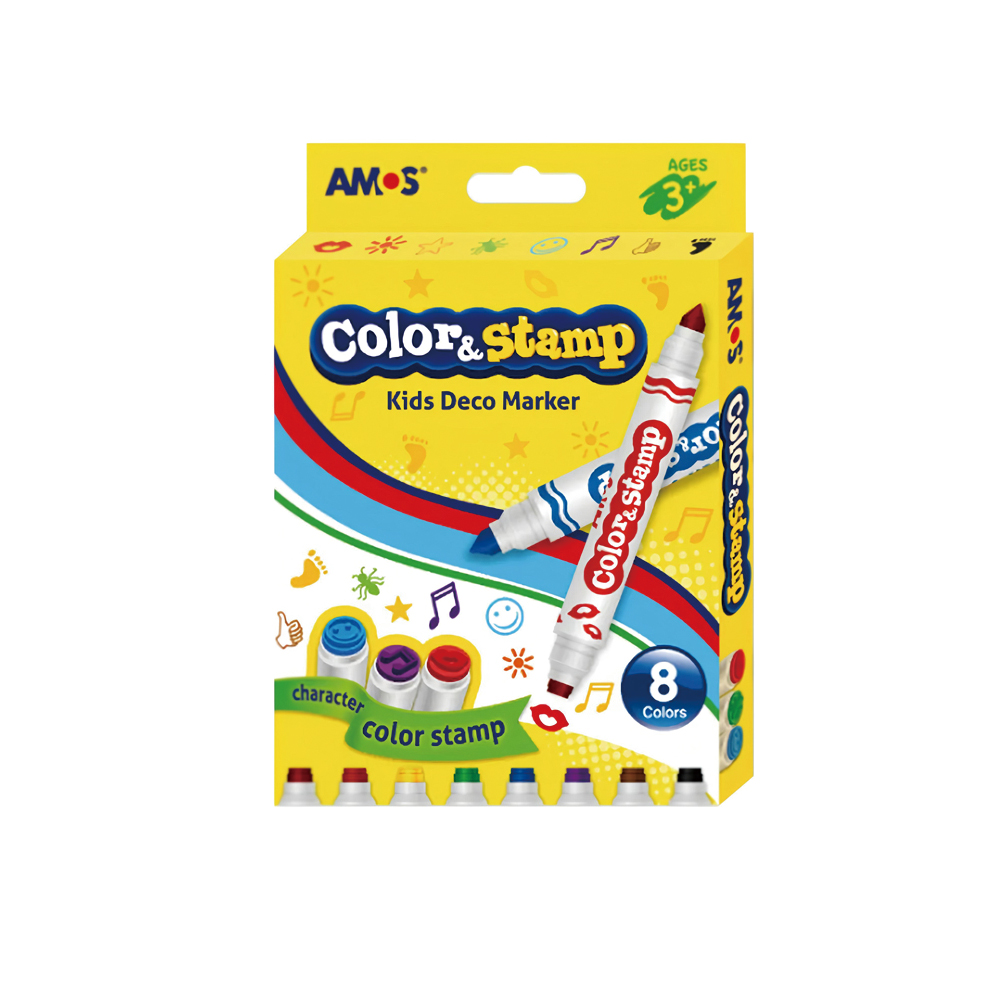 【韓國AMOS】8色雙頭設計印章彩色筆, , large