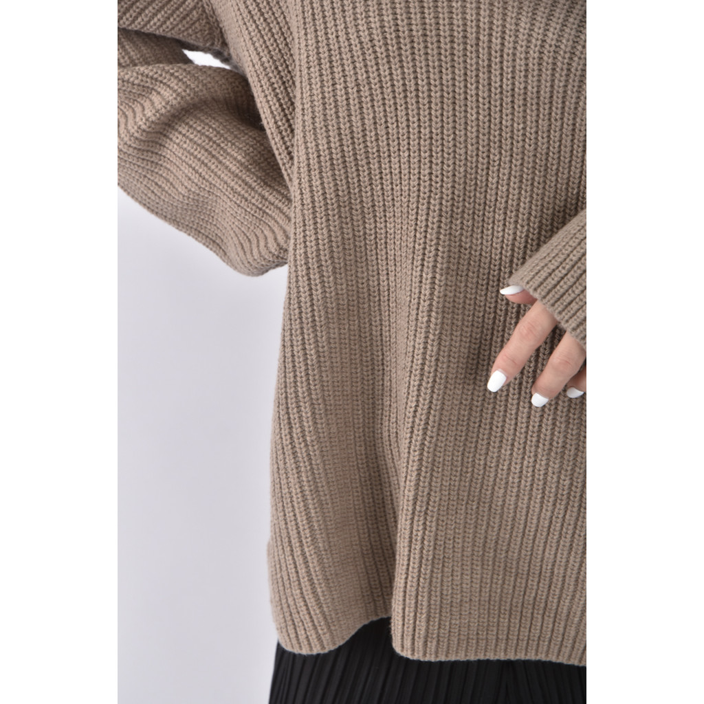 (F) myway韓牌質感羊毛V領棕色毛衣二手衣, , large