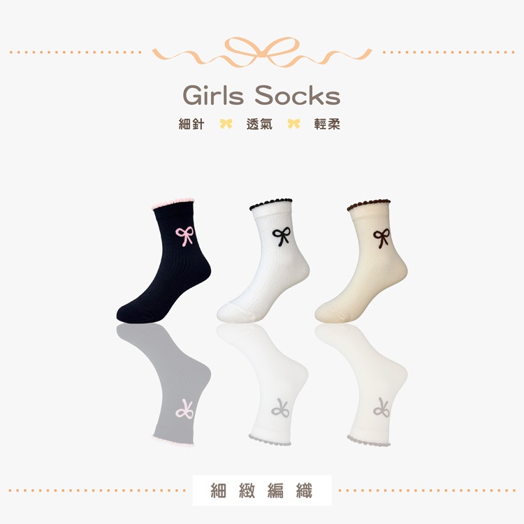 【D&G KIDS】花邊蝴蝶結童襪<黑,17-21cm>D601 短襪 襪子, , large