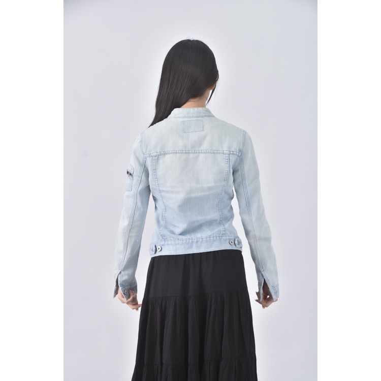 (S) guess丹寧牛仔質感棉質立領藍色外套二手衣, , large