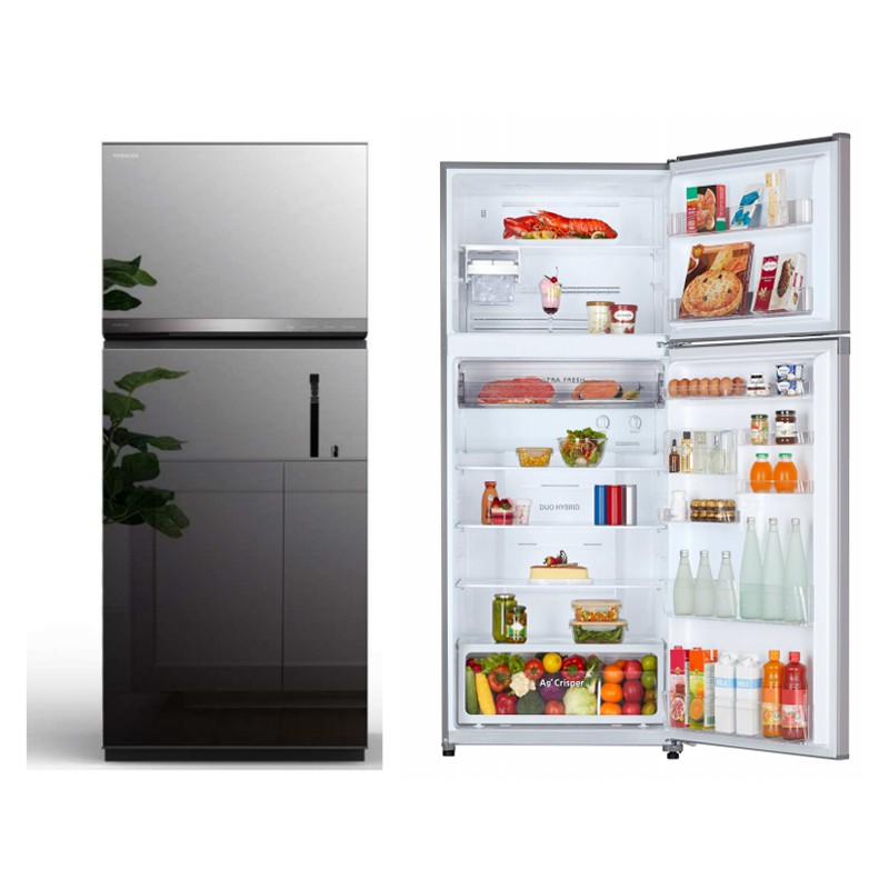 TOSHIBA 608L Double-Door Mirror Finish Refrigerator GR-AG66T(X), , large