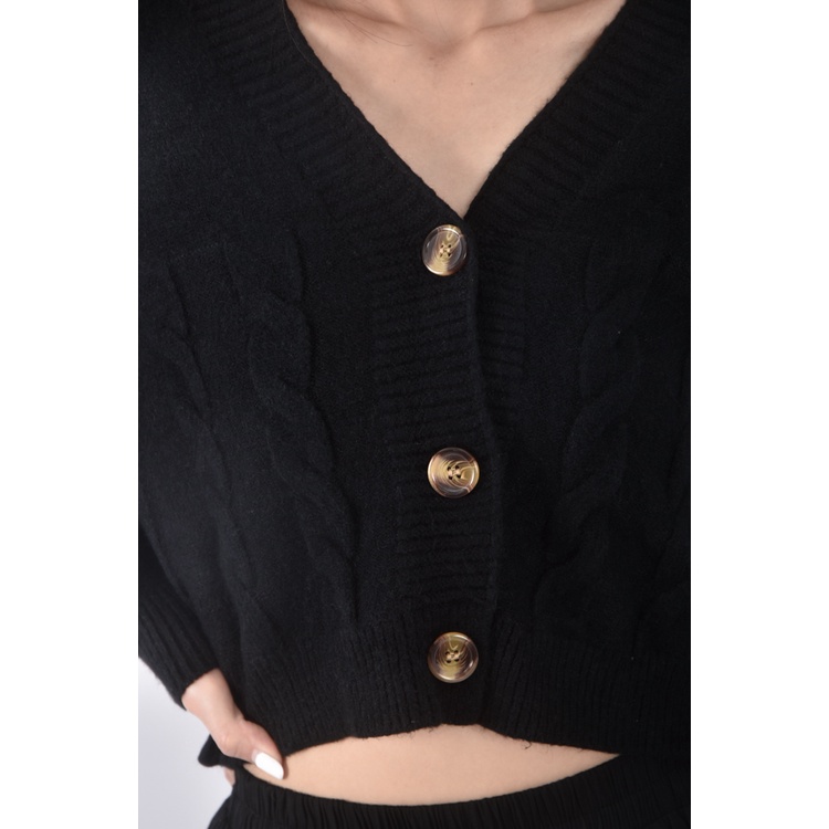 (M) 排扣黑色外套二手衣, , large