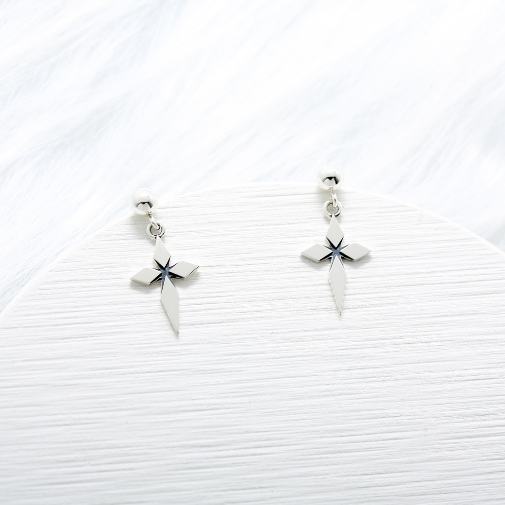 【Angel & Me】Star of Bethlehem Cross 925 sterling silver earrings, , large
