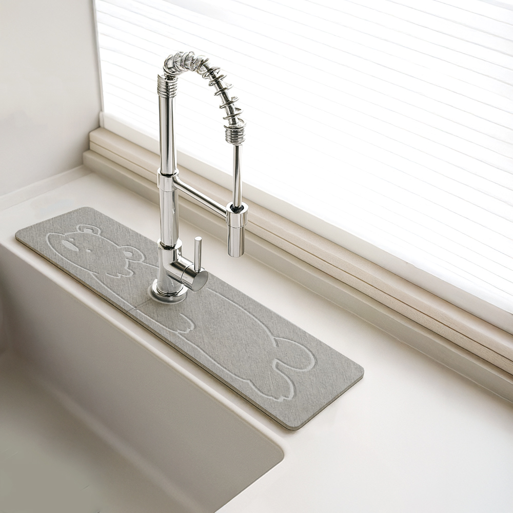 【上手家居】硅藻土水龍頭墊60*10cm 趴趴熊60x10cm(吸水墊/廚房吸水墊/珪藻土/流理台墊), , large