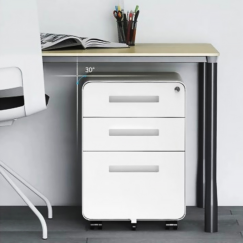 【AOTTO】免安裝附鎖桌下收納抽屜活動櫃(AC-703W), , large