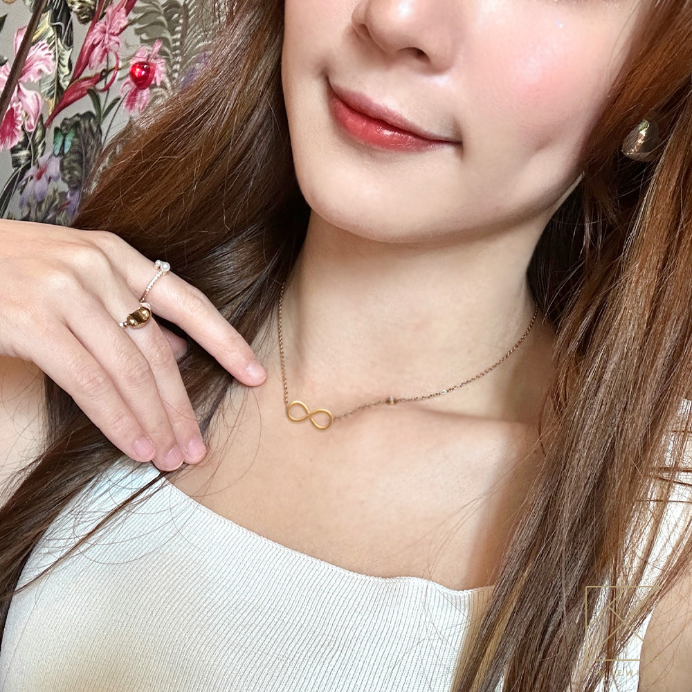 【TLH】黃金墜鎖骨項鍊 純金999 圈住愛 約重 0.05錢&plusmn;0.01, , large