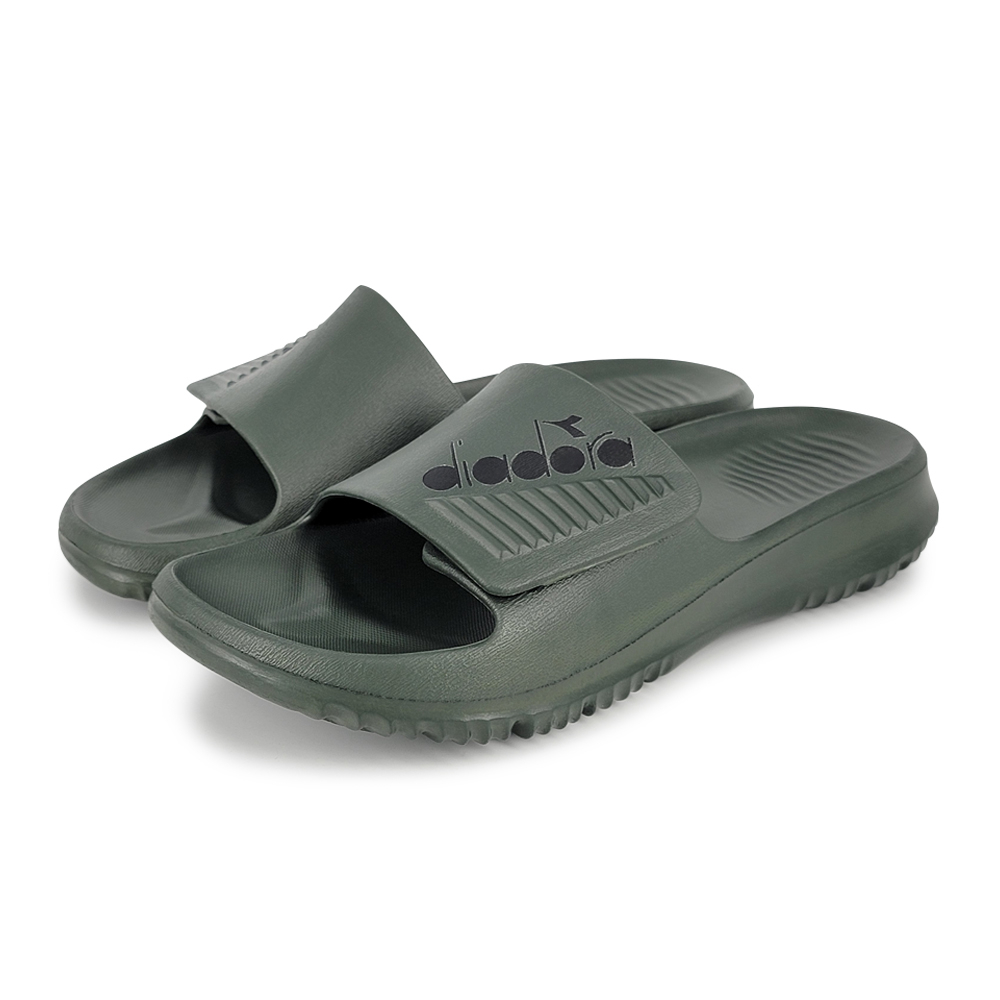 DIADORA迪亞多那 紓壓厚底拖鞋 MIT台灣製造 休閒 運動 時尚 魔鬼氈 彈力 舒壓 足弓支撐 排水 防滑 黑 綠, , large