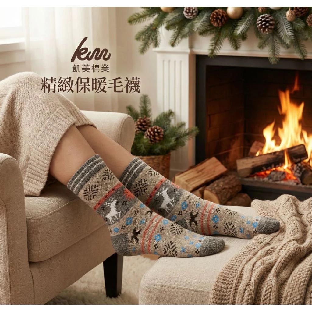 [Kaimi Cotton] 6-Pair Set &ndash; Random Colors &ndash; Winter Essential (Women&rsquo;s) Premium Thermal Wool Socks &ndash; Cold-Proof / Warm / Long Winter Socks &ndash; Christmas Reindeer Design, , large