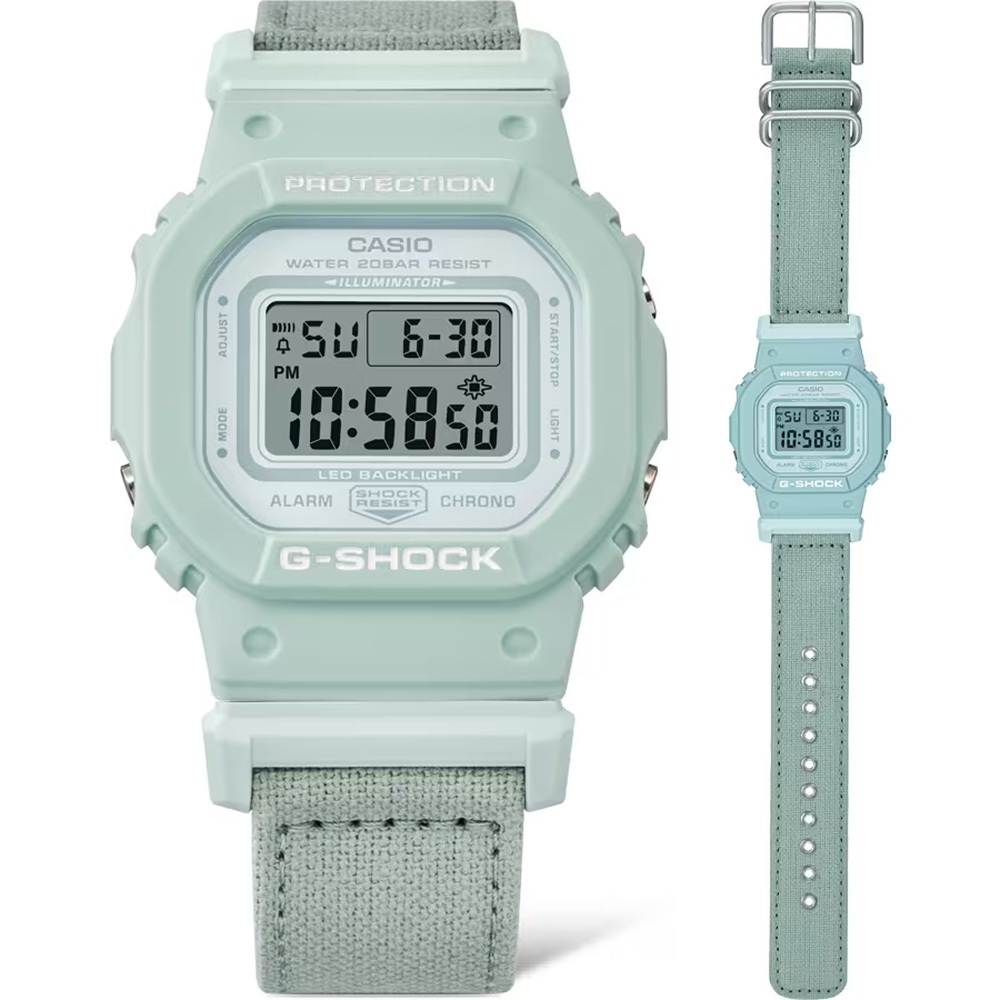 CASIO 卡西歐 G-SHOCK 自然系列 湖水藍 布質錶帶方型女錶 GMD-S5600CT-3, , large