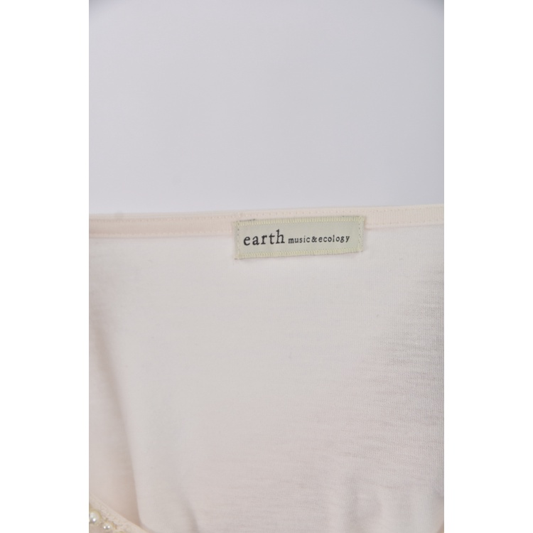 (S) earth music ecology質感棉質圓領白色短袖上衣二手衣, , large