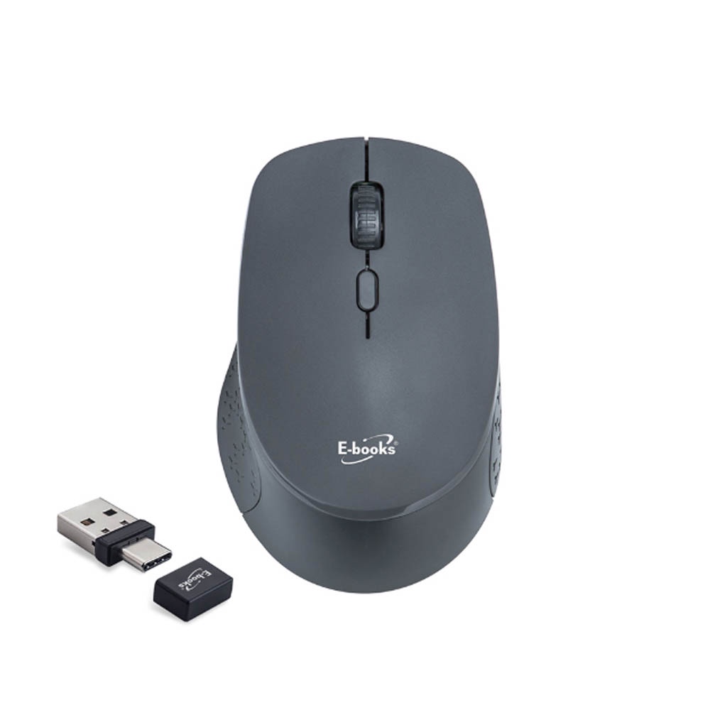 E-BOOKS M73 三段DPI切換Type C+USB雙介面靜音無線滑鼠 高效無線連接 靜音設計 便捷雙接頭, , large