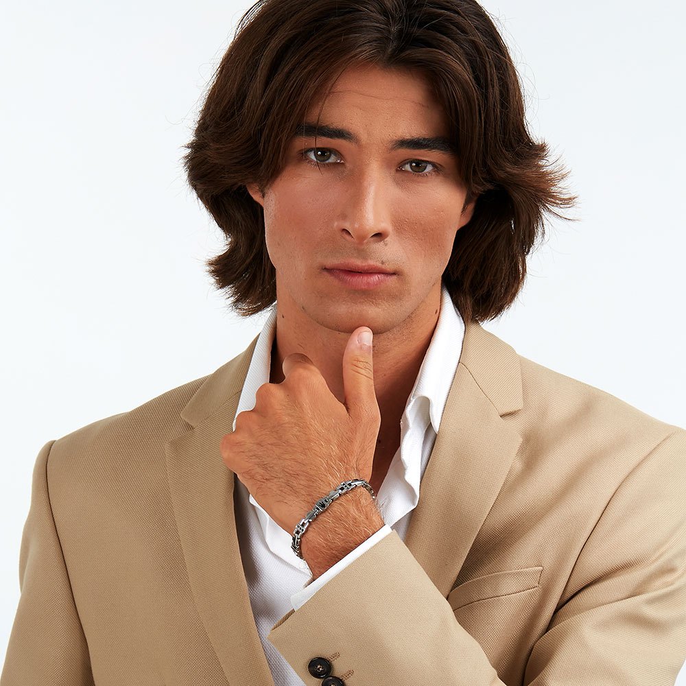 MASERATI 瑪莎拉蒂 Iconic 晶鑽三叉戟不鏽鋼手鍊 禮物 JM423AVD17, , large