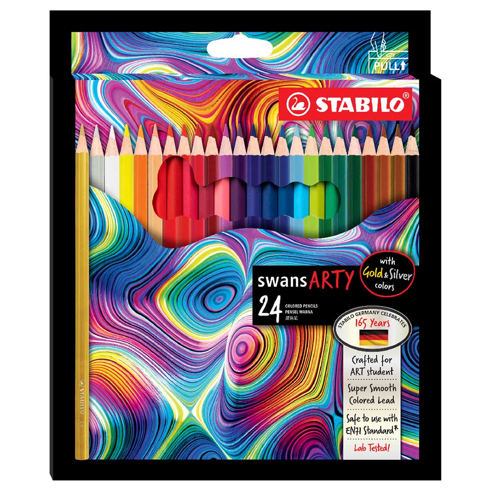 STABILO 德國 思筆樂 Swans ARTY 油性色鉛筆 紙盒 24色組/盒 ST1520/24, , large