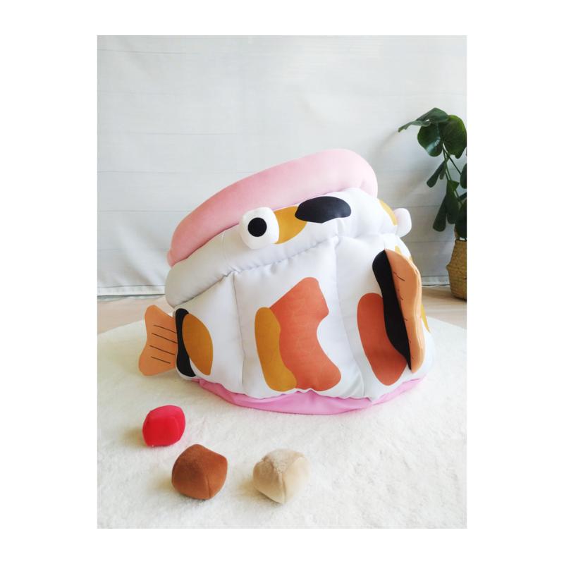 Pet bed with cute fish theme, , large