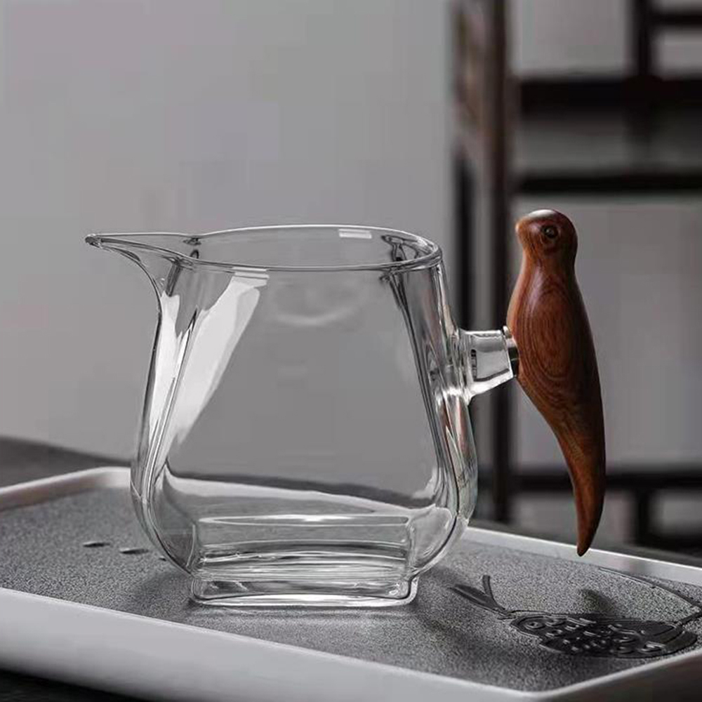【GlassKing】GK-068 喜鵲茶海 鳥把公杯 木把公杯 耐熱玻璃茶海 分茶杯 分酒杯 公道杯, , large