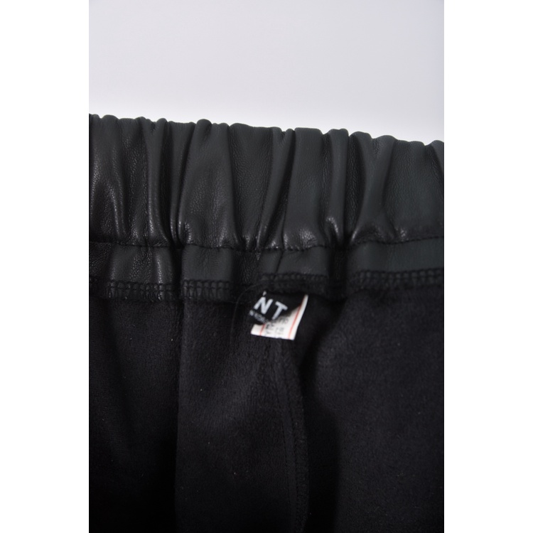 (S) tint高腰寬版皮質黑色長褲二手衣, , large