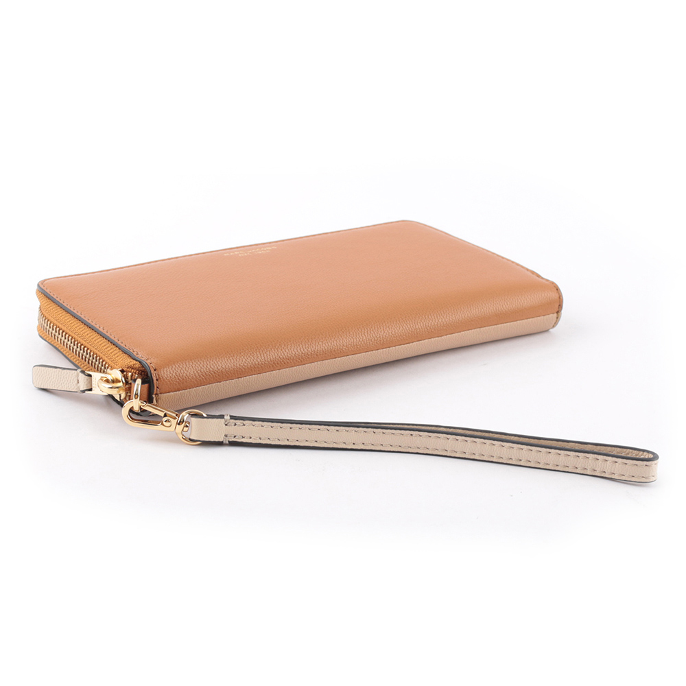 MARC JACOBS THE SLIM 84 山羊皮撞色附提把長夾/焦糖/奶茶色, , large