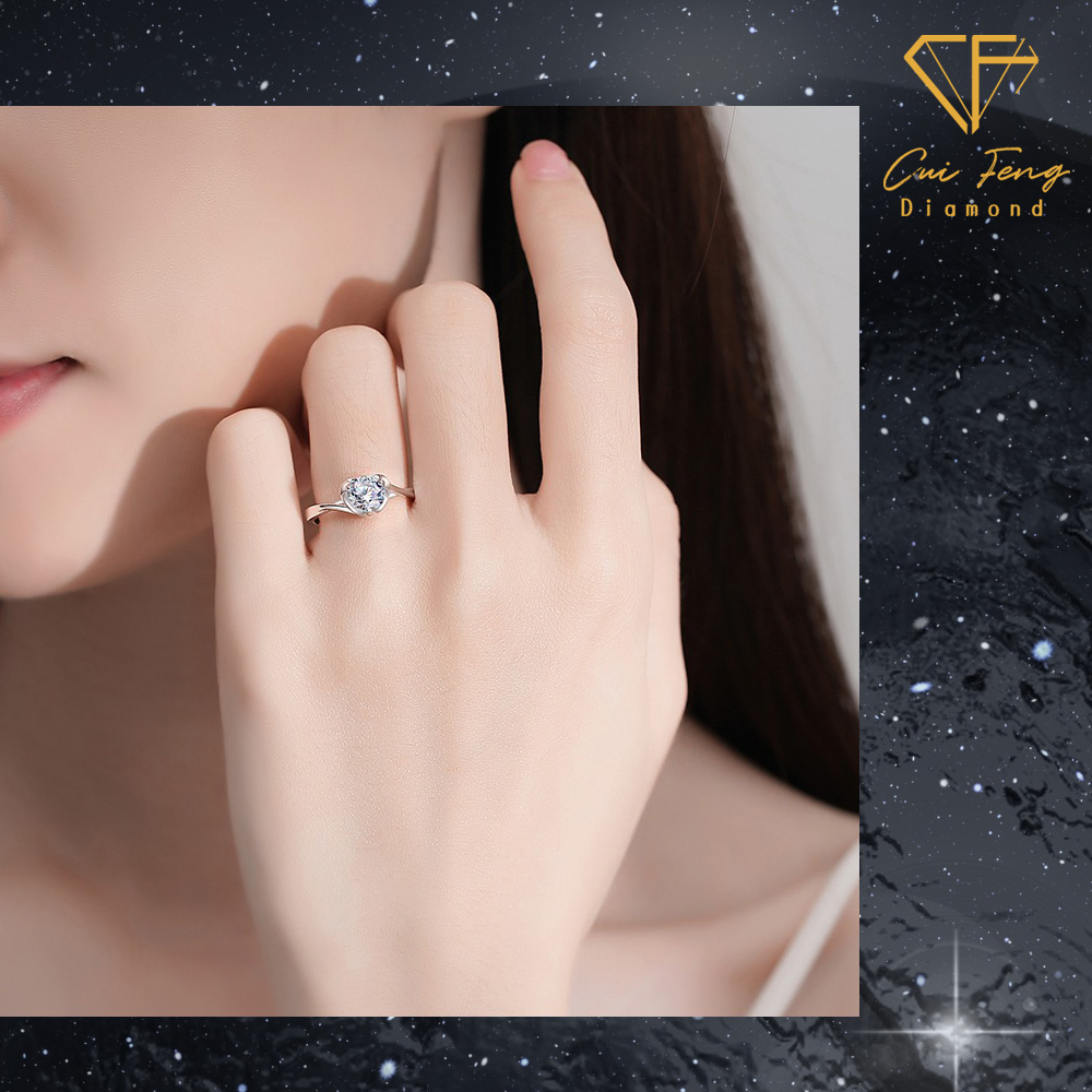【CF鑽飾】戒指《1克拉男女對戒 典雅B》莫桑鑽 純銀 鑽戒, , large