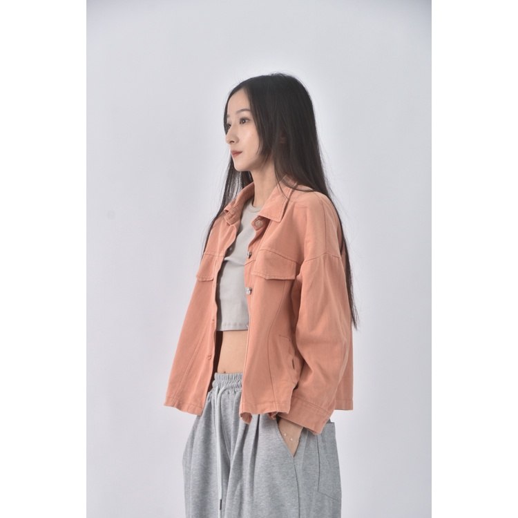 (XL) yuauyuau丹寧牛仔質感橘色外套二手衣, , large