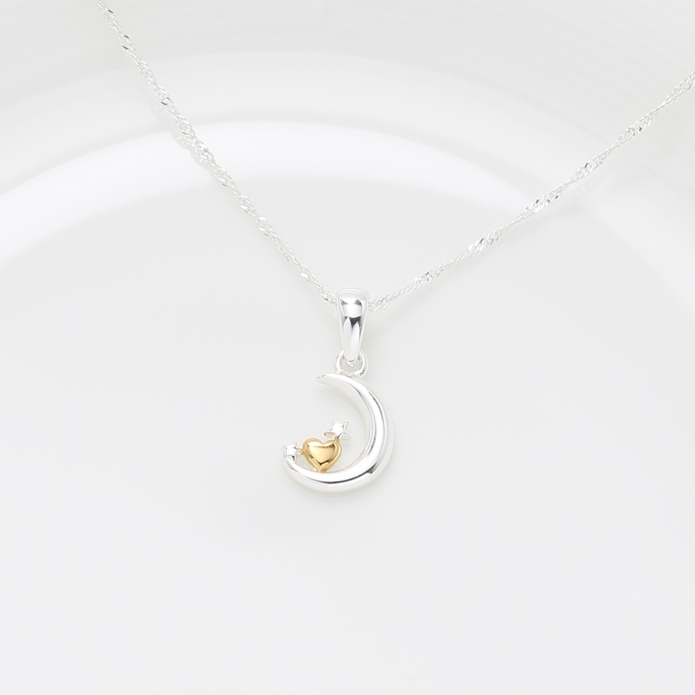 【Angel & Me】心月相依 s925 純銀 星星 月亮 項鍊 生日禮物, , large