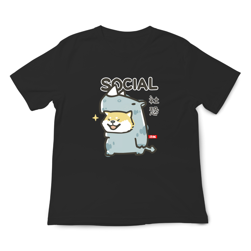 JZ TEE Social Anxiety Cat & Shiba Inu Graphic Tee, , large
