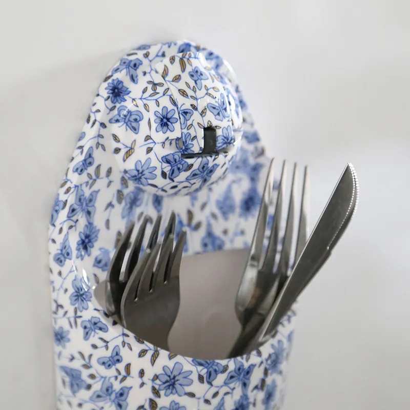 [FECA] S15 餐具收納吸盤盒-青花瓷, , large