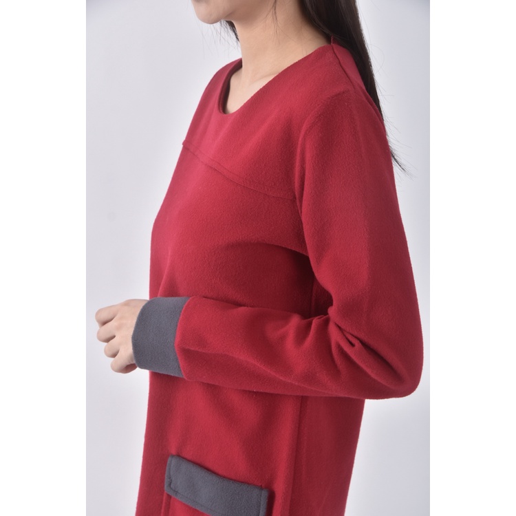 (S) 棉質圓領紅色洋裝二手衣, , large