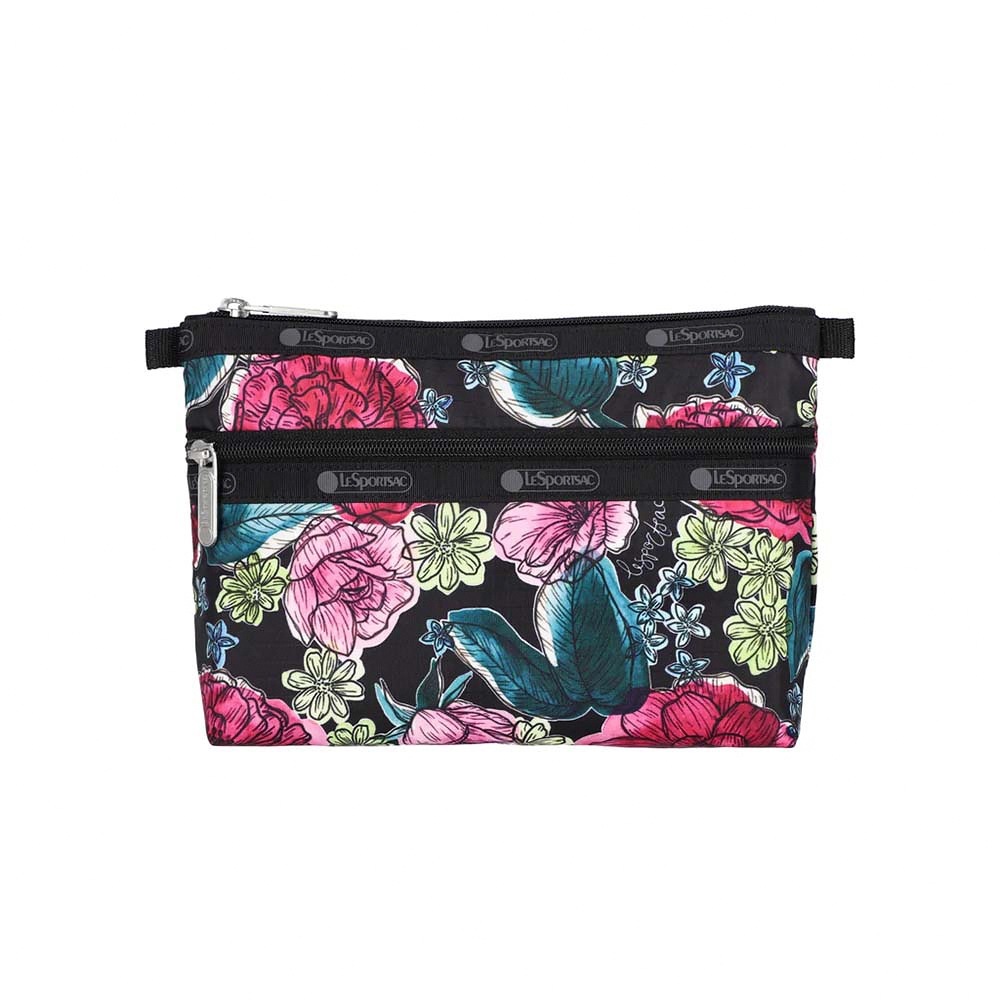 |快速出貨|Lesportsac Cosmetic Clutch 雙層拉鍊收納化妝包/ 夜花織夢, , large