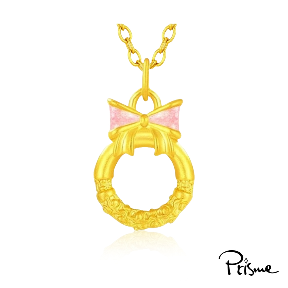 【Prisme Gold】黃金項鍊 蝴蝶結平安扣 鍊墜項鍊 (金重:約0.07錢±0.03), , large
