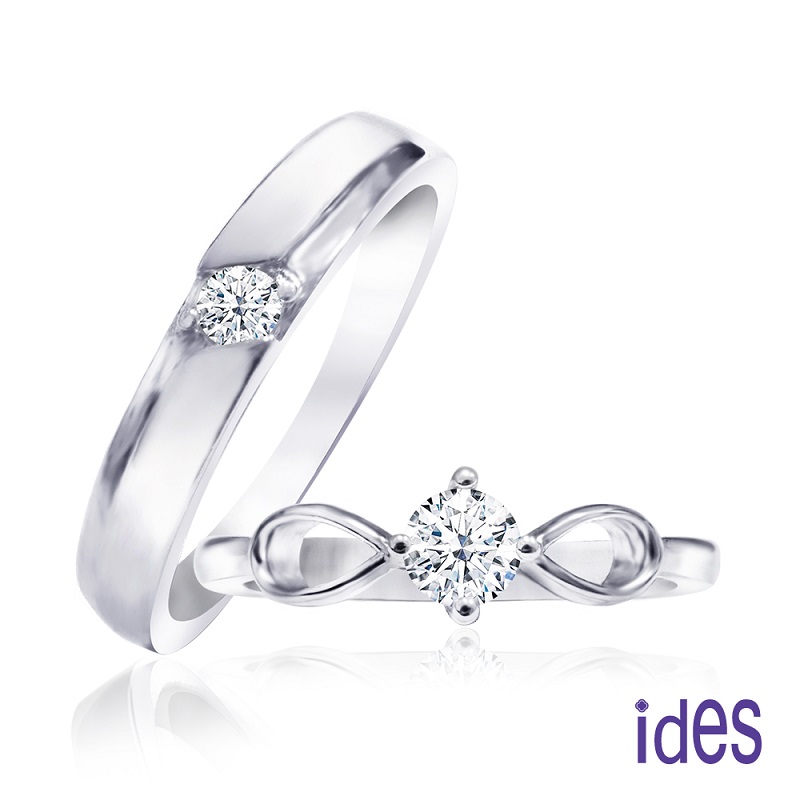 [ides愛蒂思] 設計款30分與12分F/VS1八心八箭EX車工鑽石戒指對戒情侶戒/情深 (戒圍請於訂單備註)
