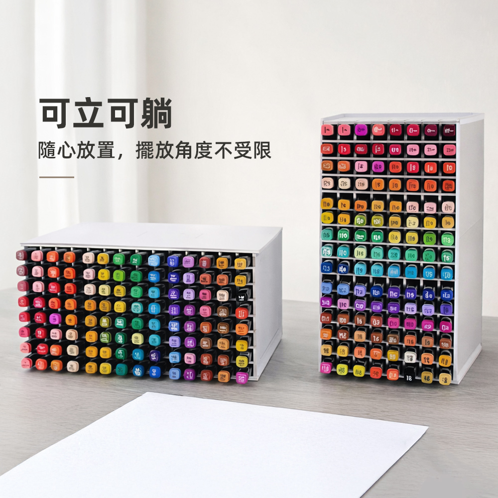 【上手家居】馬克筆筆架-120孔-白色(馬克筆收納架/筆筒/斜插式筆筒/文具收納/桌上收納), , large