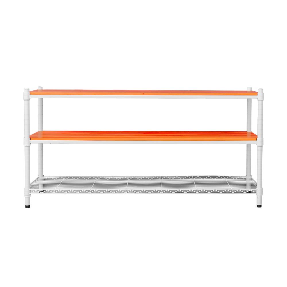 【Y HOUSE】Pine 120x45x60 cm three-layer paint color storage shelf wooden shelf - teak paint white