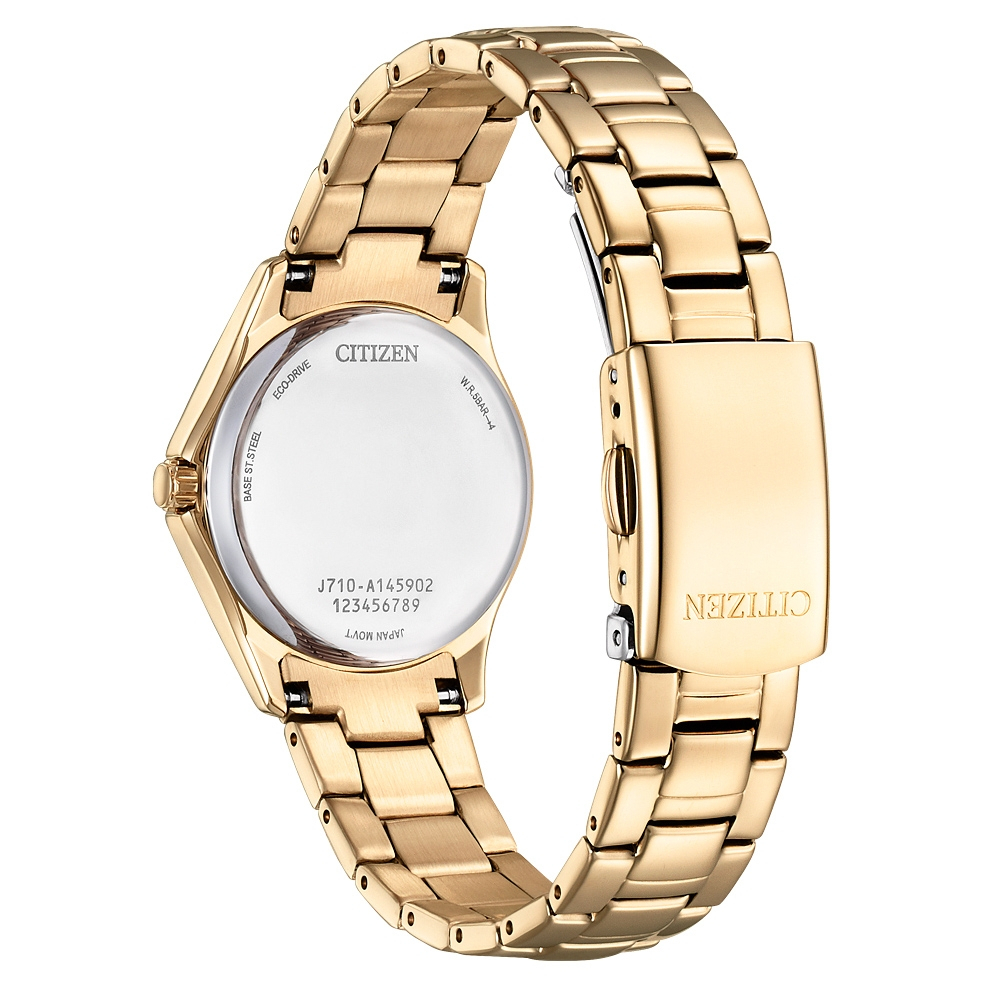 CITIZEN 星辰 光動能水晶奢華女錶-粉x金 FE1253-80X, , large