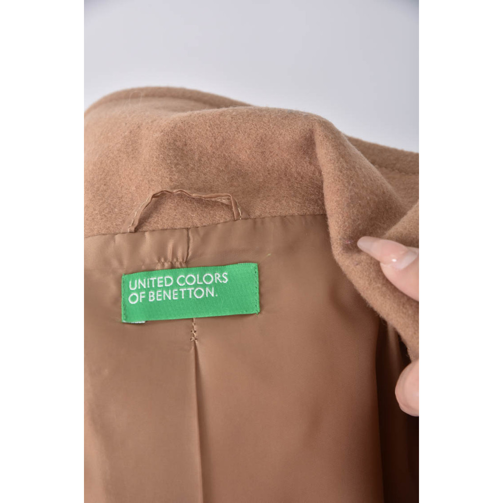 (M) united colors of benetton排扣棕色綁帶外套二手衣, , large