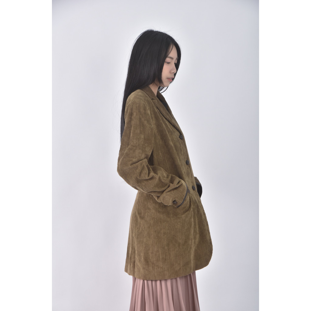 (M) laura ashley燈心絨綠色外套二手衣, , large