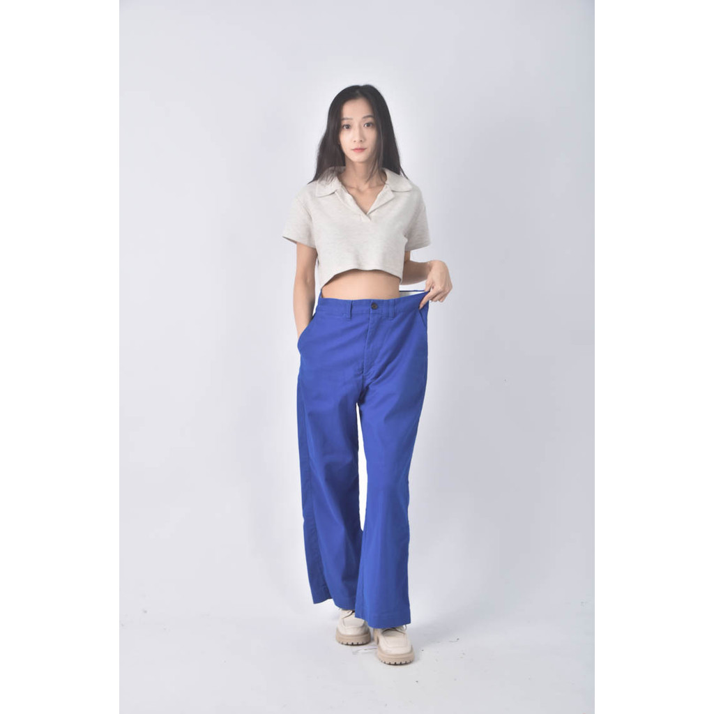 (XL) polo ralph lauren高腰寬鬆藍色長褲二手衣, , large