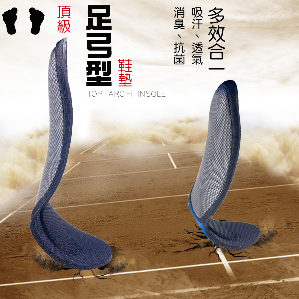 GS MALL 台灣製造 一雙L號3D款 足弓型鞋墊 透氣鞋墊 足弓鞋墊 除臭鞋墊 除臭鞋墊 抗菌鞋墊 除臭 POLIYOU 透氣鞋墊, , large