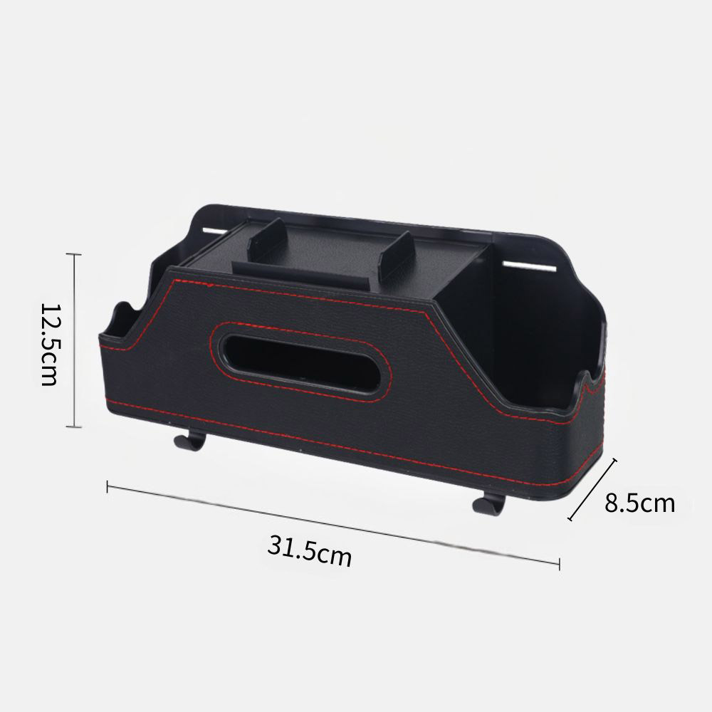 汽車椅背收納盒(皮革款)-黑色紅邊(帶掛鉤), , large