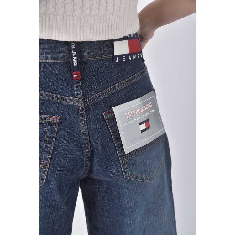 (2XL) tommy jeans高腰丹寧牛仔質感棉質五分藍色短褲二手衣, , large