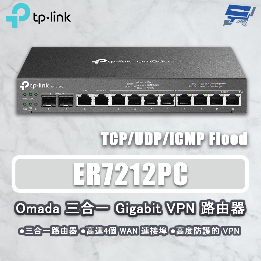 TP-LINK 昌運監視器 ER7212PC Omada POE110W三合一 Gigabit VPN 路由器 交換器, , large