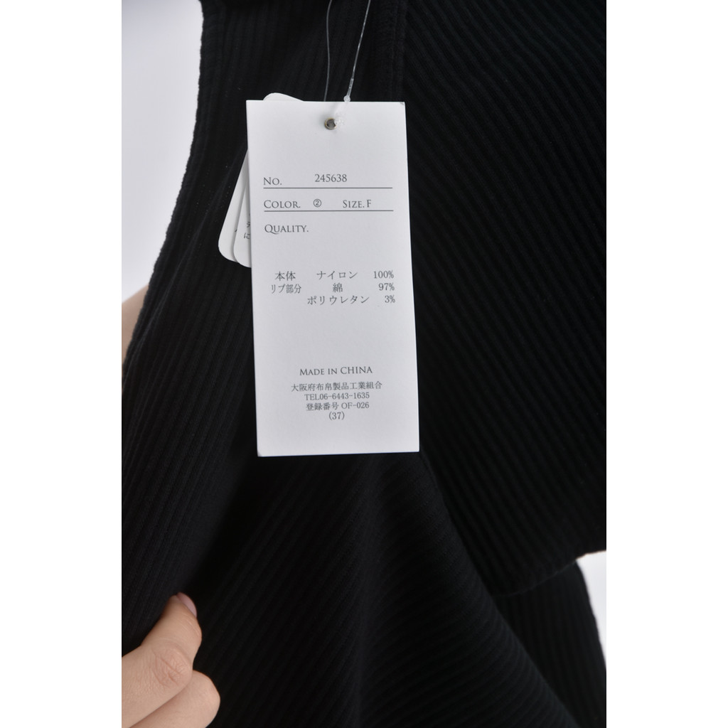 (M) 質感棉質拼接黑色洋裝二手衣, , large