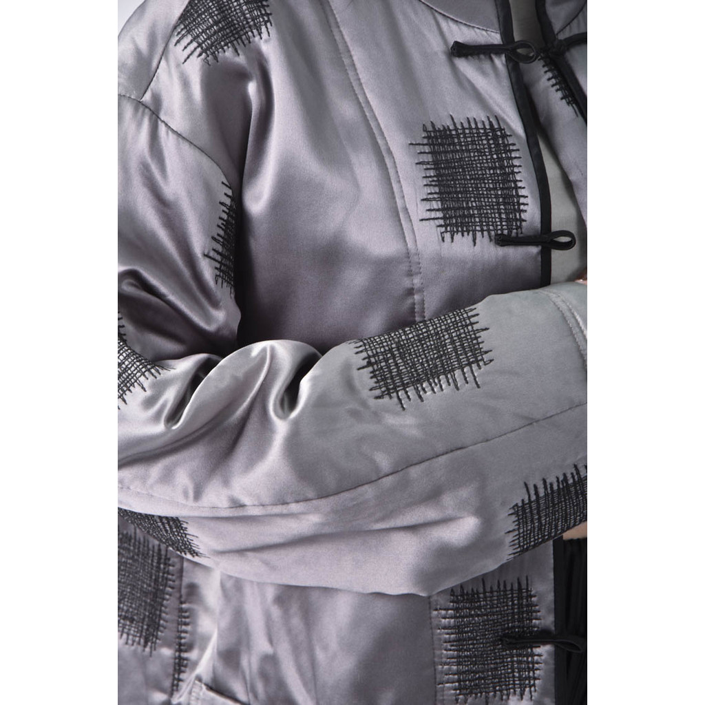 (L) greenleaf fashion center中式灰色外套二手衣, , large