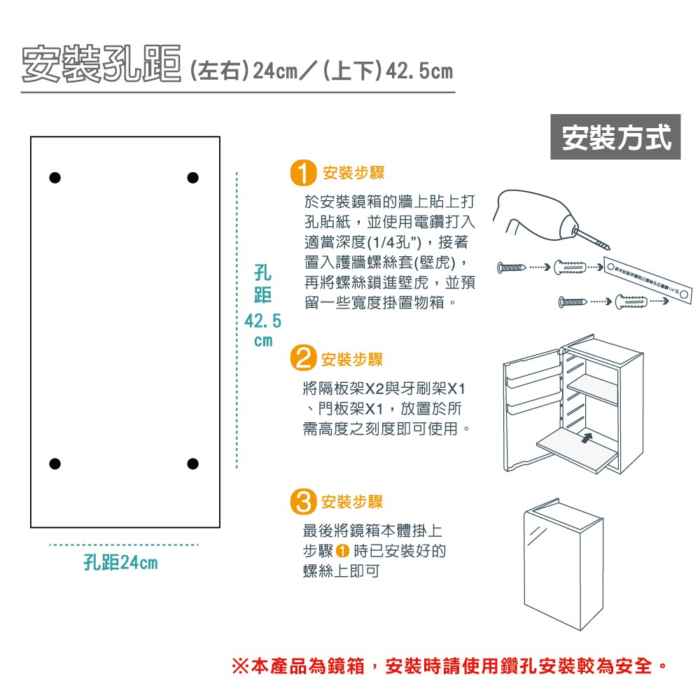 【雙手萬能】浴室保健置物兩用鏡箱 (收納櫃/鏡櫃/保健箱/浴室收納/牙刷架/廁所), , large