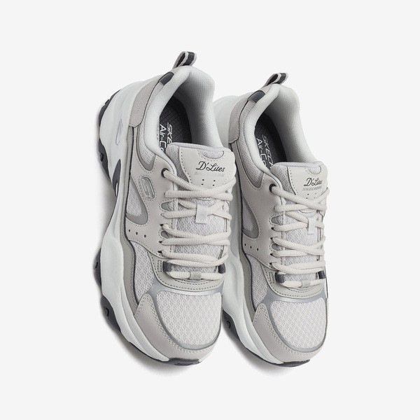 Kixpress-Skechers D'lites 5.0 女 運動休閒鞋 厚底 增高 老爹鞋 舒適 灰 白 [150521LGSL], , large