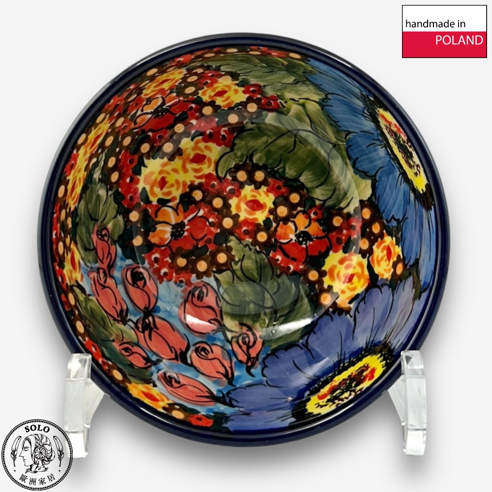 【SOLO Vintage】Cerraf Polish Pottery 13cm Rice Bowl Where Flowers Bloom Deeply Series Made in Poland, , large